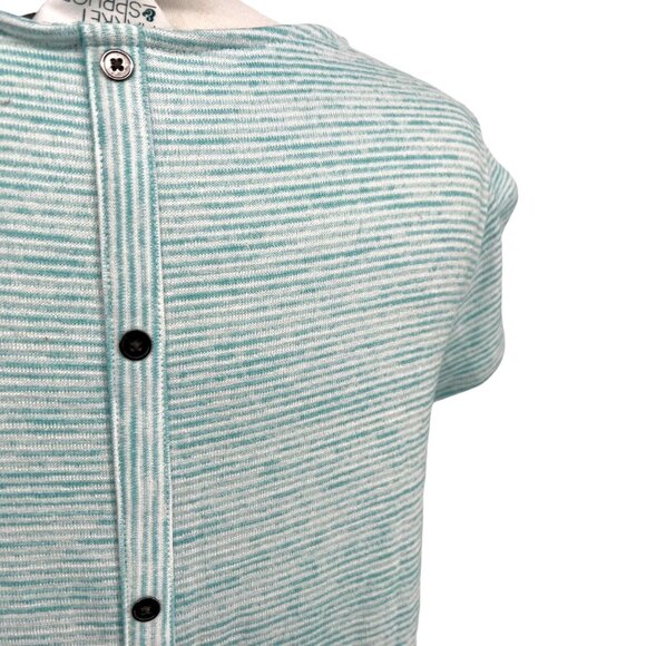 Market & Spruce Striped Tulip Sleeve Top Faux Button Back Blue Size SP NWT - Picture 5 of 9